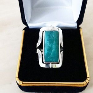 Ring Silver 950 Adjustable Ring with natural stones 2 colors reversible new